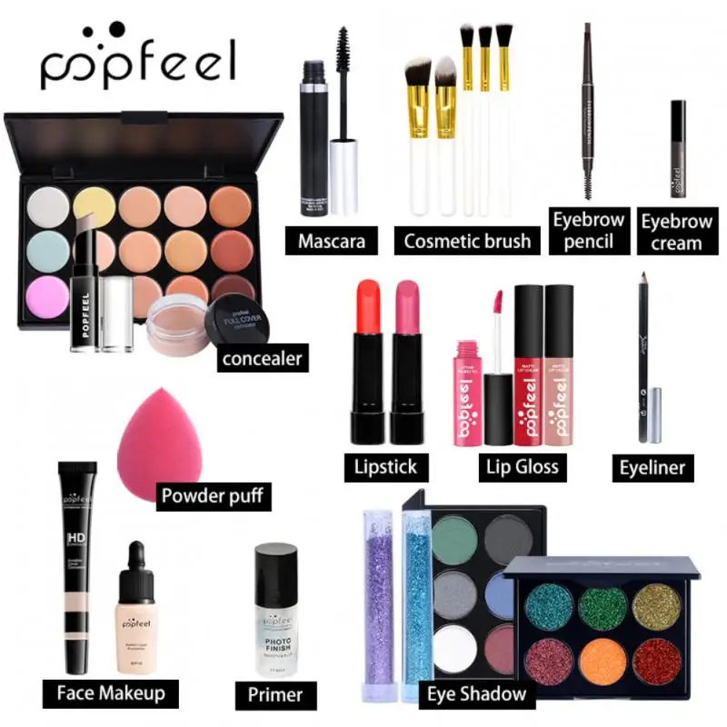 Alles In Één Make-Up Set Oogschaduwpalet/Lipgloss/Concealer/ Eyeliner/Cosmetische Tas Volledige Make-Up Kit Vrouwen Geschenkdoos Palet