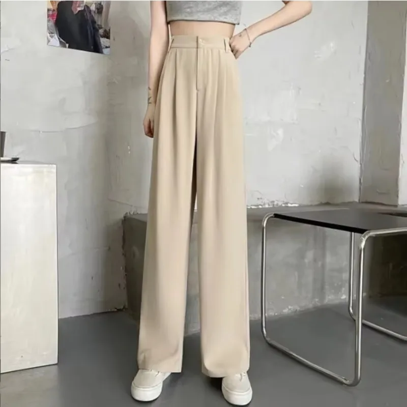 

Korean Style Black Suit Pants Women New Spring Summer Straight Loose Mopping Casual Trousers High Waist Wide Leg Pants Y2k