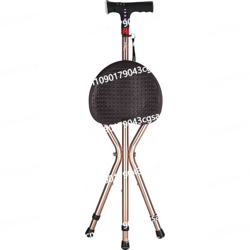 

The Elderly Cane Stool Crutches The Elderly Cane Multi-functional Folding Cane Chair with Lamp Can Sit Non-slip Walking Stool