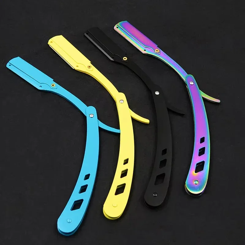 

Men Shaving Barber Tools Hair Razor And Blades Antique Black Folding Shaving Knife Unisex Hair Removal (without Blade)