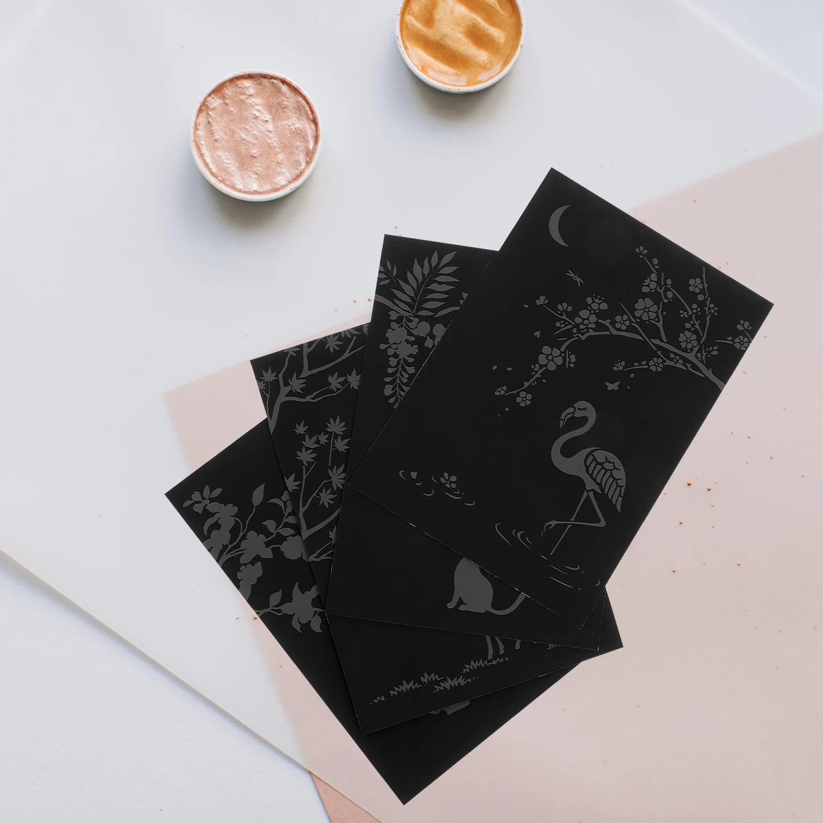 Hand-painted Scratch Cards DIY Coloring Postcard Painting Black Paper Toy Child