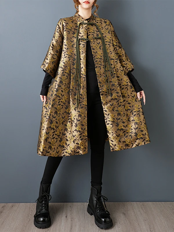 

Ele Embroidered Mid-Length Jaet Spring Autumn Sle Luxury 3D Floral Chinese Nationali Women's Premium Quali Coat