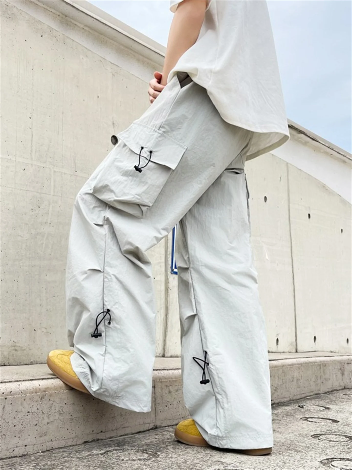 

Модные мужские брюки-карго для активного отдыха, длинные, прямого кроя, с завязками, быстросохнущие, повседневные, удобные, свободного кроя, молодежные