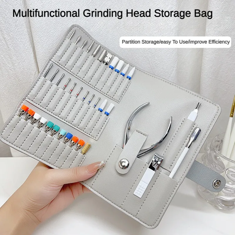 Nail Art Drill Bit Storage Box Nail Stand Grinding Polish Accessories Folding Organizer Holder Portable Manicure Tools