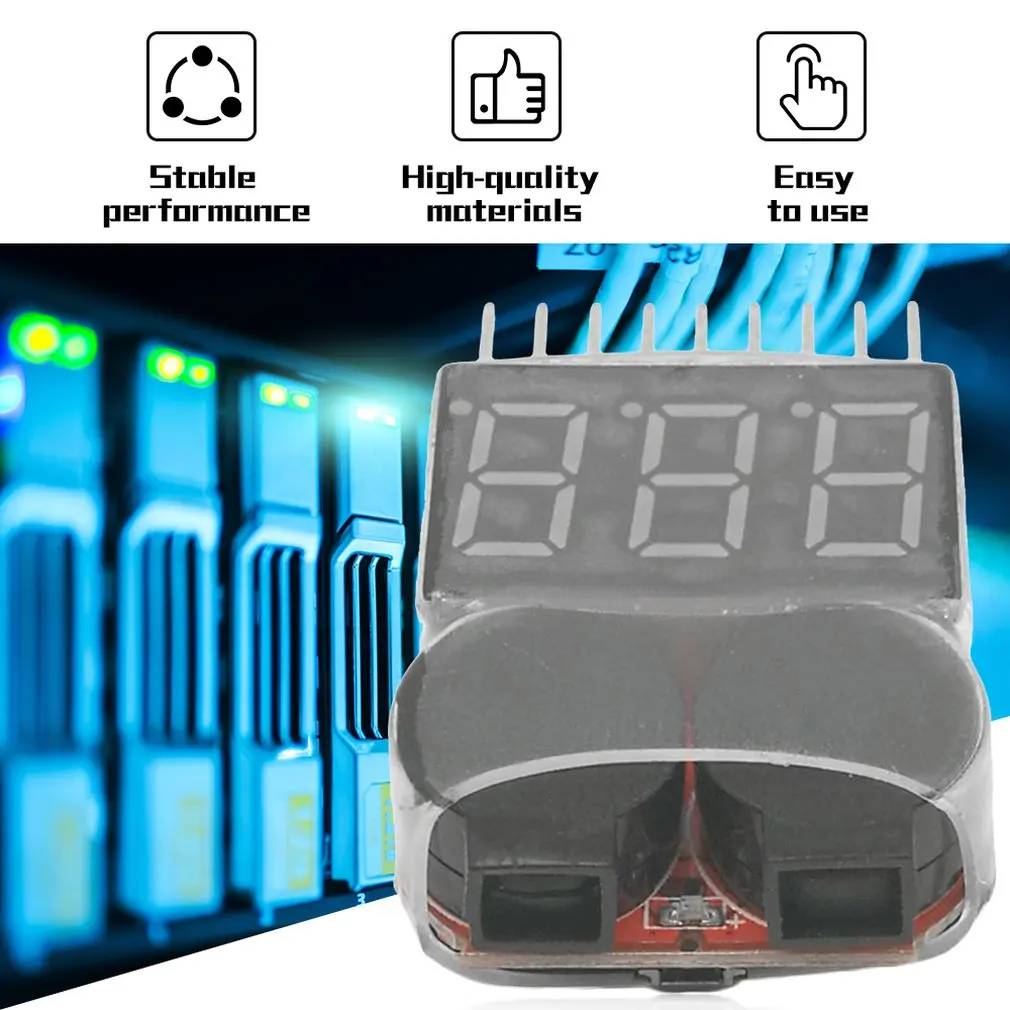 2 IN 1 1-8S Lipo/Li-ion/Fe 배터리 전압 테스터 저전압 버저 경보 검사기 (차량 및 리모컨 장난감 도매)