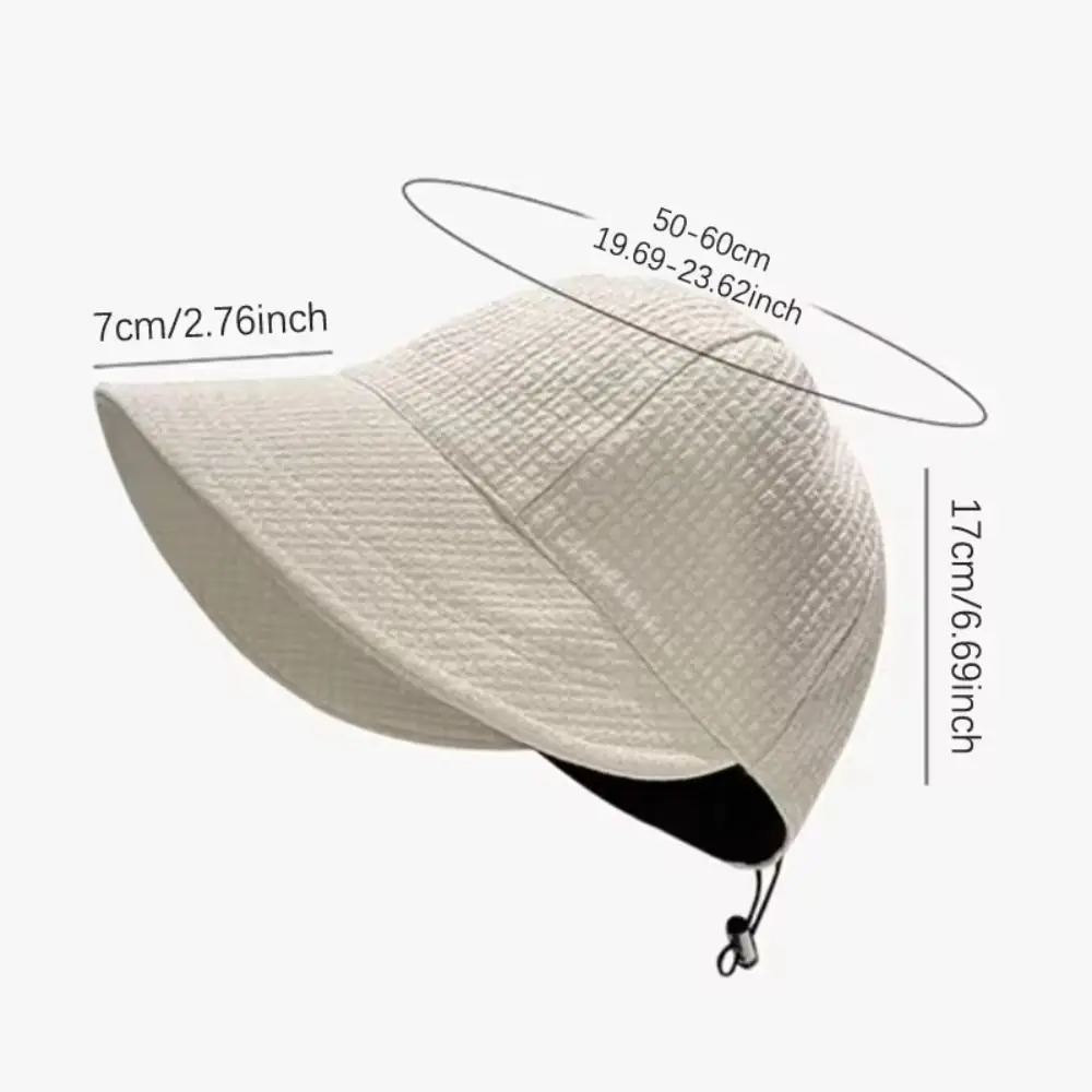 Fashion Waffle Sun Hat Wide Brim Foldable Beach Cap Adjustable Anti-UV Peaked Cap Summer