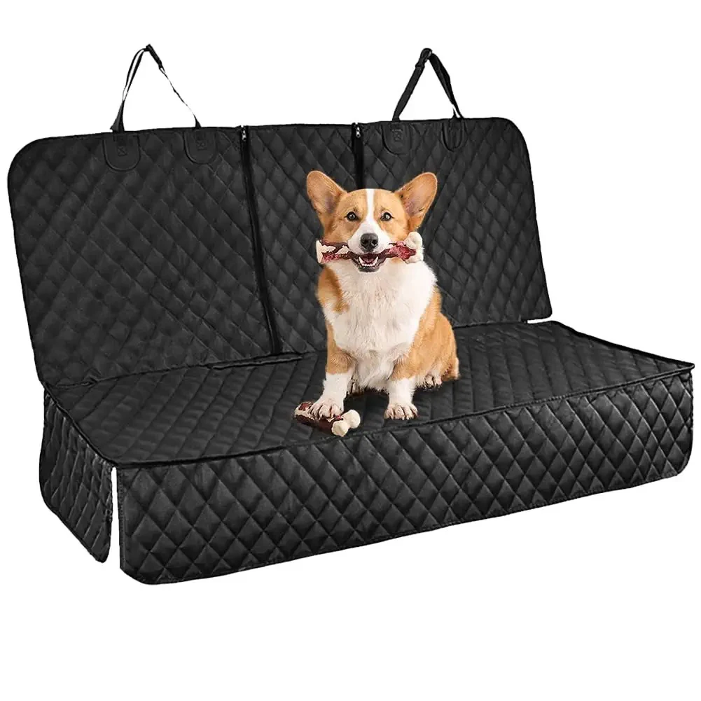 Dog Car Seat Cover 100% Waterproof Dog Seat Cover With Side Flaps Pet Seat Cover for Back Seat Black Carrier Hammock Convertible