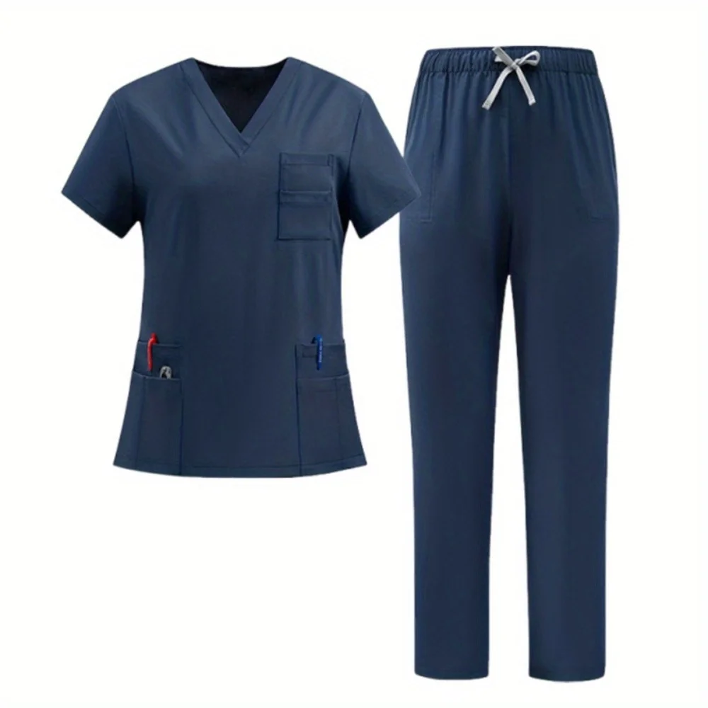 

New - Arrival Gowns - Unisex Doctor Workwear, V - Neck Nurse Uniform Sets, Short - Sleeved, Elastic & Quick - Dry Scrubs