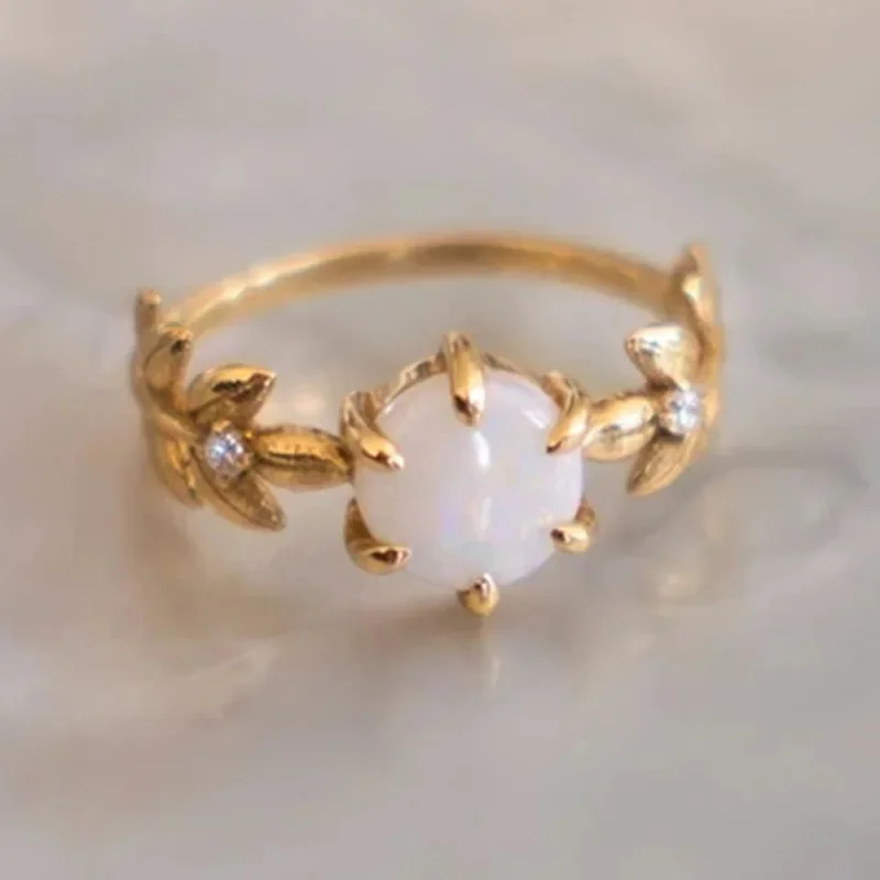 Trendy Female Fire Artificial Opal Ring Wedding  Elegant Jewelry For Party Simple s Gift  Girl Dropshipping