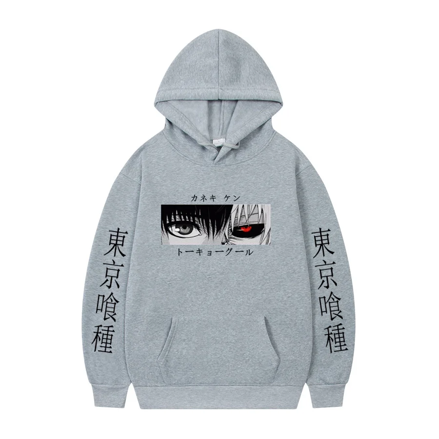 Tokyo Ghoul Kaneki Ken Eyes Japan Anime Print Hoodie Loose Hip Hop Sweatshirt Streetwear Harajuku Oversized Unisex Cozy Hoodie