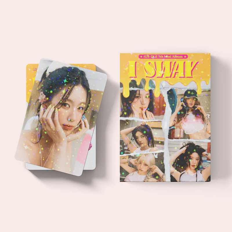 45pcs/set GDILE Album LOMO Card Laser Card I SWAY Photo Card Glitter Card Yuqi  Shuhua Minnie Postcard Holographic Card