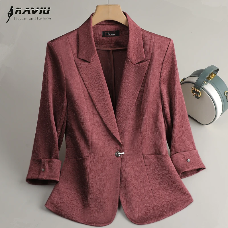 

NAVIU High End Casual Small Suit Jacket Female 2025 Spring Summer New Temperament Korean Blazer Coat Women Office Ladies Tops