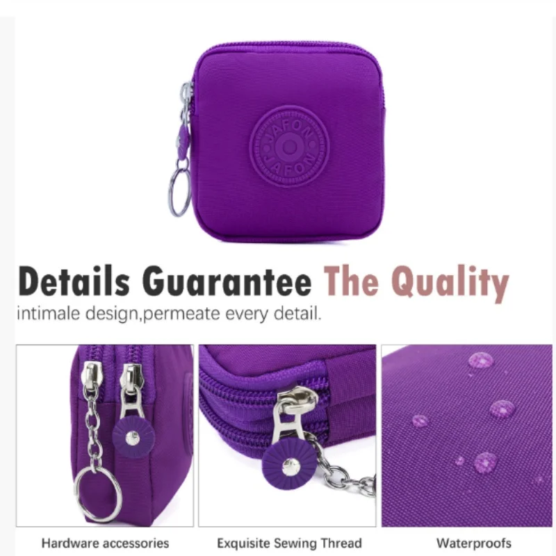 耐摩耗性財布マネーバッグ男性女性キャンバスマネーコイン財布耐久性のある防水キーリング付きクレジットカードホルダー