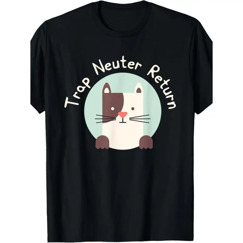 

Trap Neuter Return Cat T-shirt for Women Cute Stray Cat Graphic Tee Casual Rescue Volunteer Cotton Top Summer Animal Lover Gifts