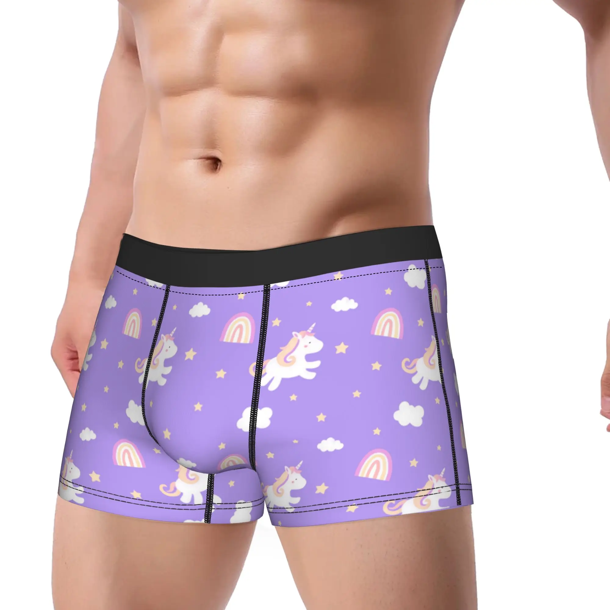 Childish seamless pattern with cute unicorns  Boxer Shorts  Pouch Underwear Trenky Custom DIY Boxer Brief Classic Man Underpants