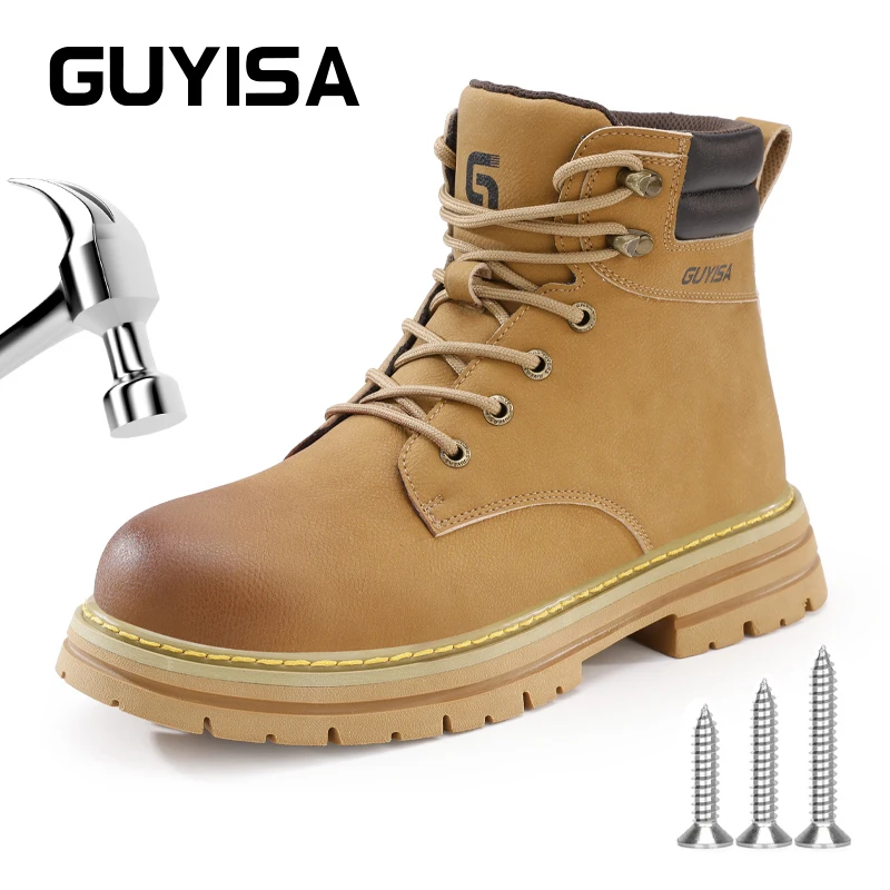 

GUYISA Safety Boot Steel Toe Shoes Waterproof High-cut Anti Smashing Puncture Protection