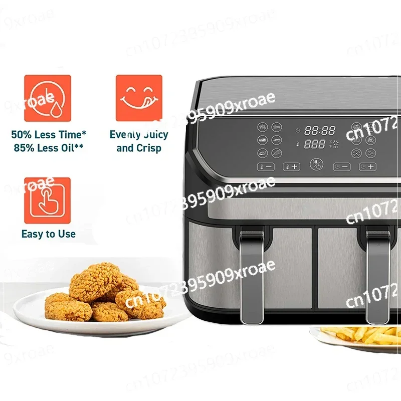 New Double Air Fryer with Dual Basket Smart Multi Function Two Dual Zone 2 Basket 9L Quart Air Fryer