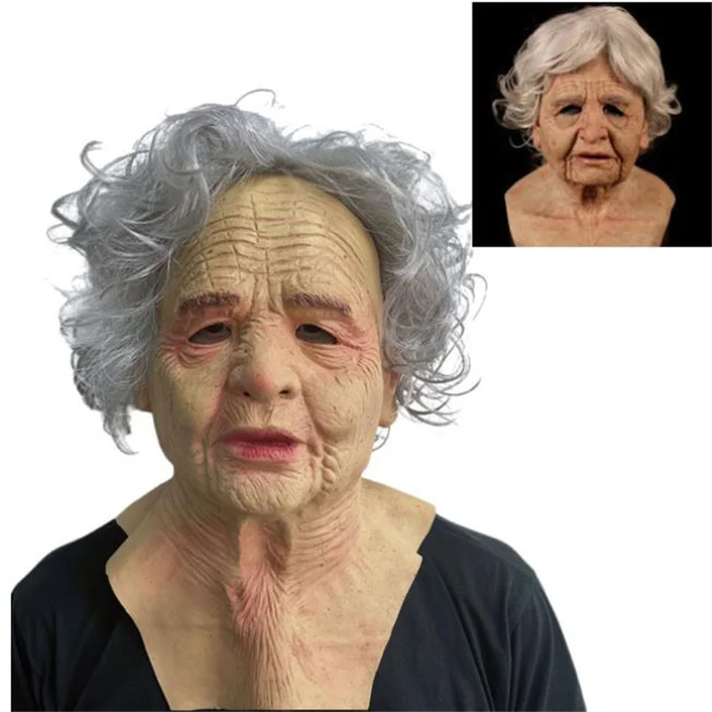 Funny Scary woman's Grandma grandpa mask for Halloween latex anti-wrinkle face maskparty performance halloween accessories joke