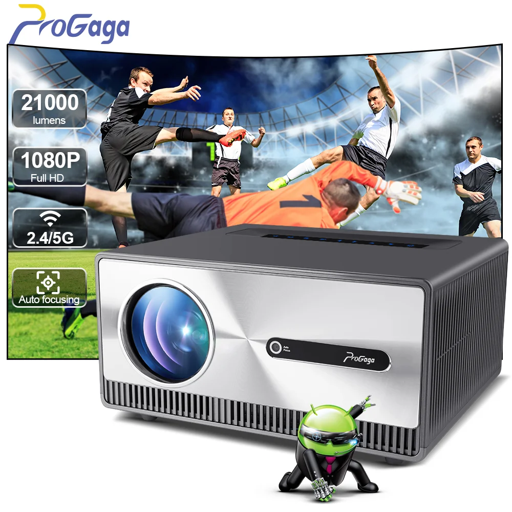 PROGAGA Full HD 1080P Projetor 4k PG600W Android WiFi enfoque automático PG600 proyector portátil PK DLP Home Theater haz de películas al aire libre