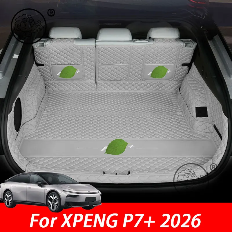 Image of Für XPENG P7+ 2026 2027 Kofferraummatte Hintere Kofferraumauskleidung Leder-Bodenteppich Schutzmatte Zubehör Matten