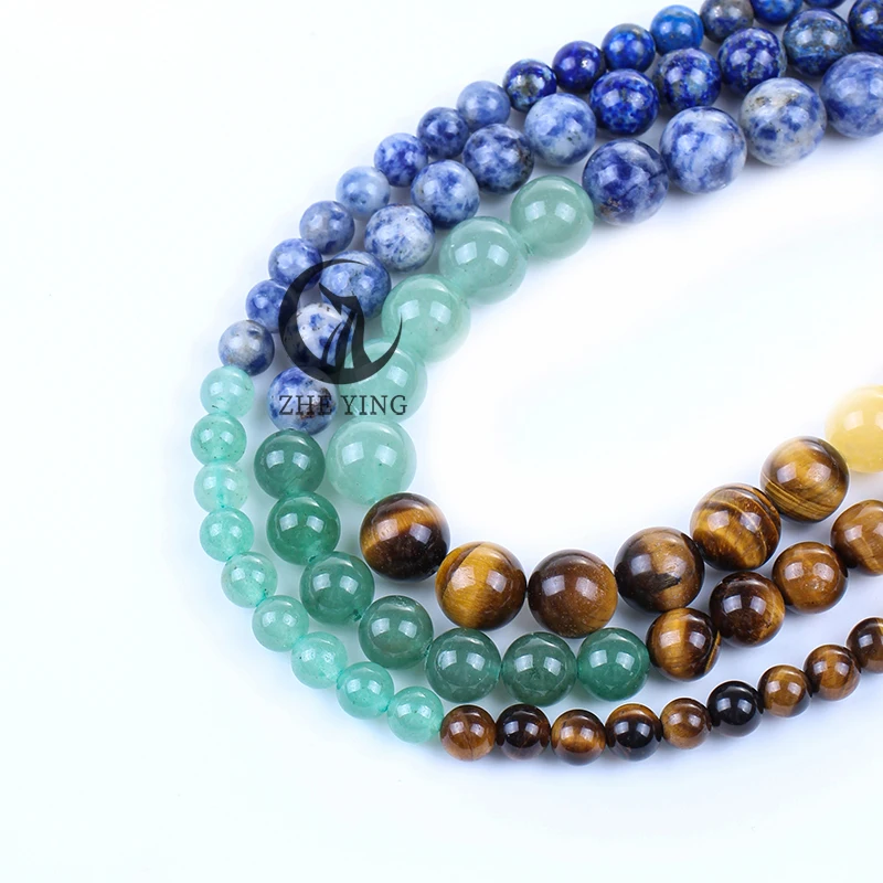 Genuine 7 Chakra Gem Natural Stone Beads Round Smooth Loose Beads for Jewelry Making Bracelet DIY Accessories