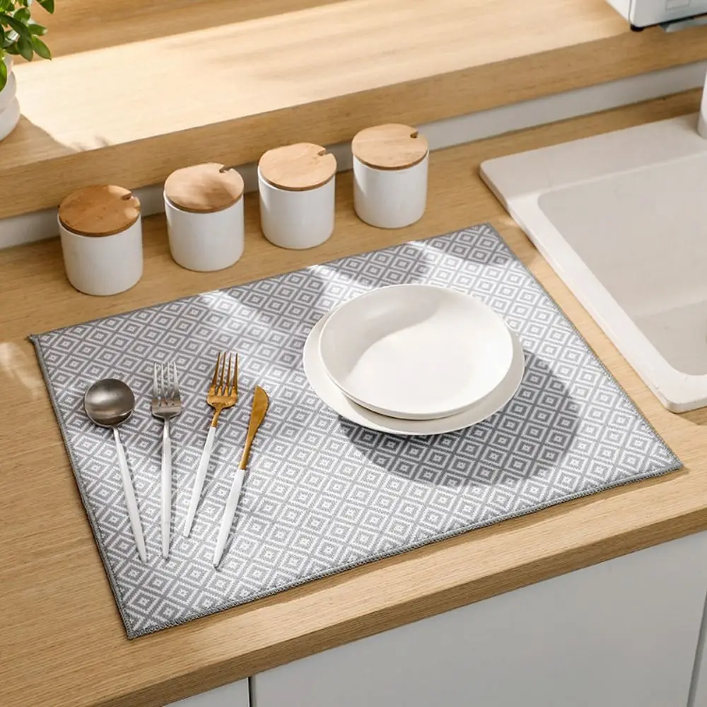 Dinnerware Rug Insulation Microfiber Dish Drying Mat Absorbent Thickened Draining Mat Breathable Drain Pad Table Decor