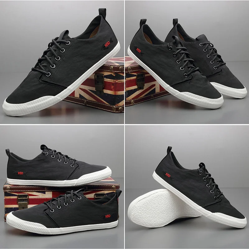 2023 Summer Canvas Vulcanize Simple Shoes Breathable Men Designer Casual Sneakers British Style Lace-up Light Flats M20079