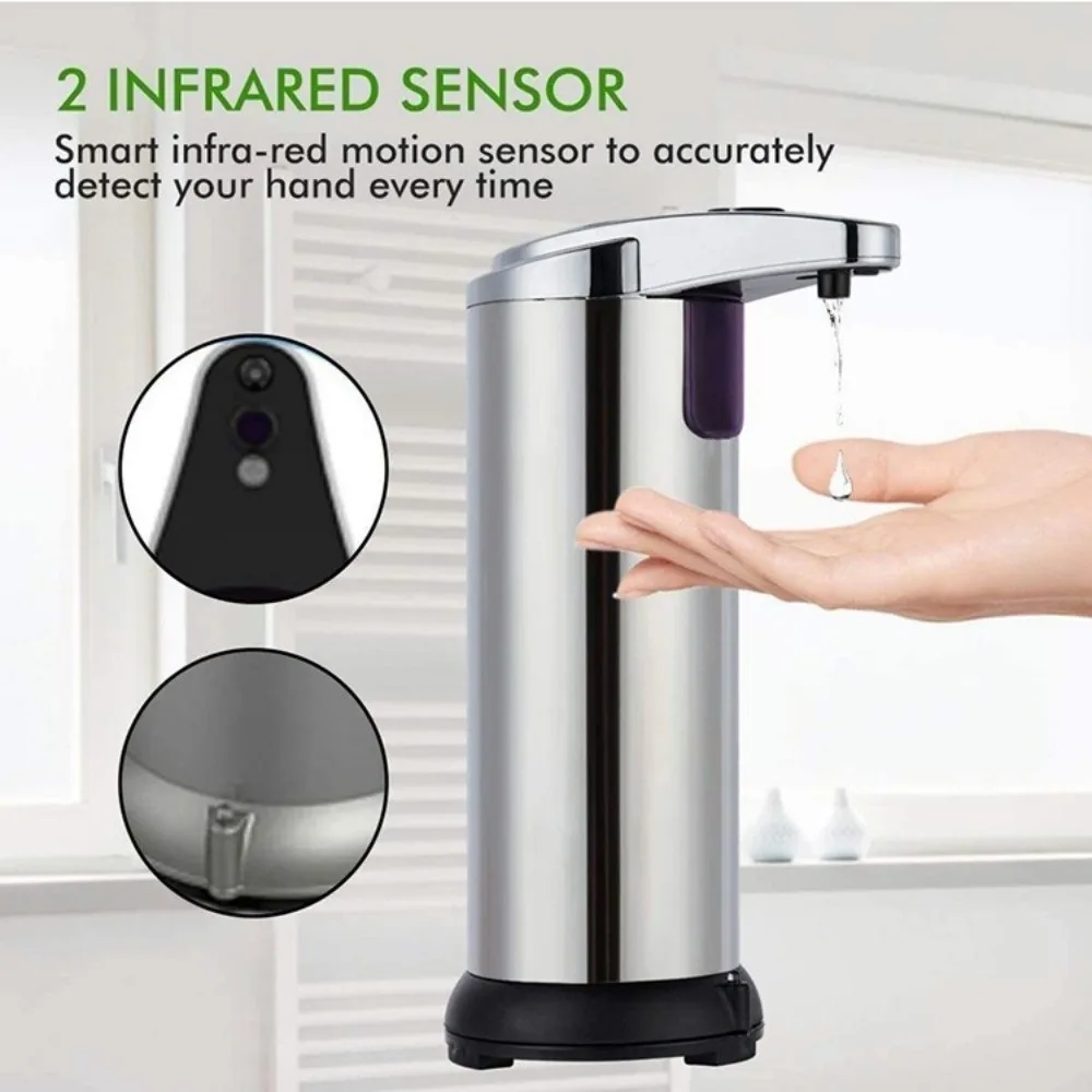 Touchless Smart Induction Soap Dispenser Large Capacity Stainless Steel Automatic Soap Dispenser Waterproof Design