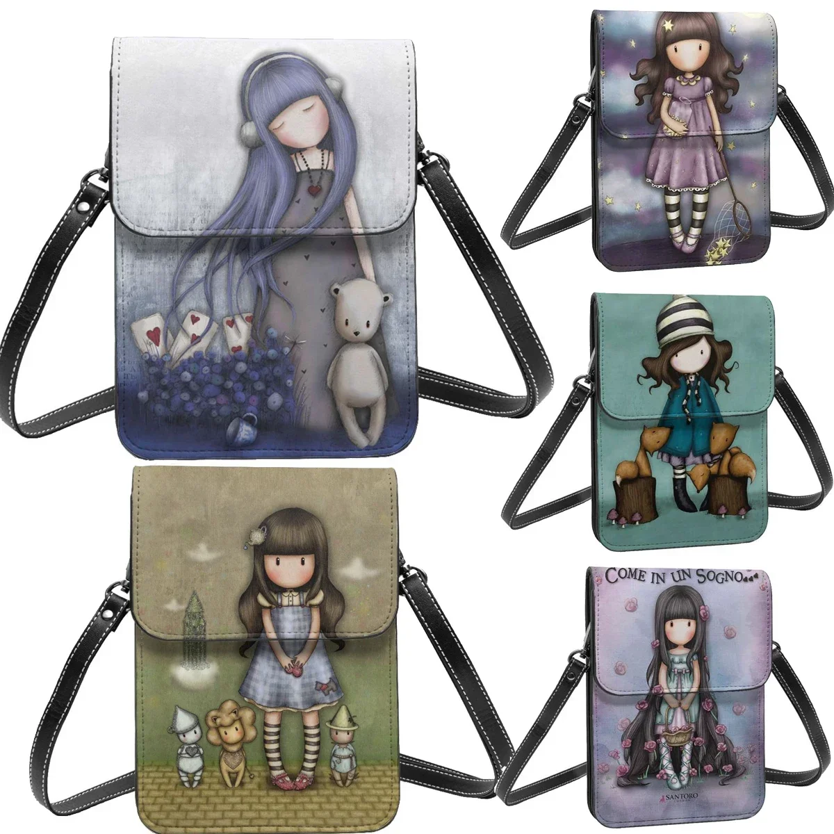 

Gorjuss Merch Leather Cell Phone Purse Card Holder Trendy Girl Gorjuss Cartoon Mini Shoulder Bag Lightweight