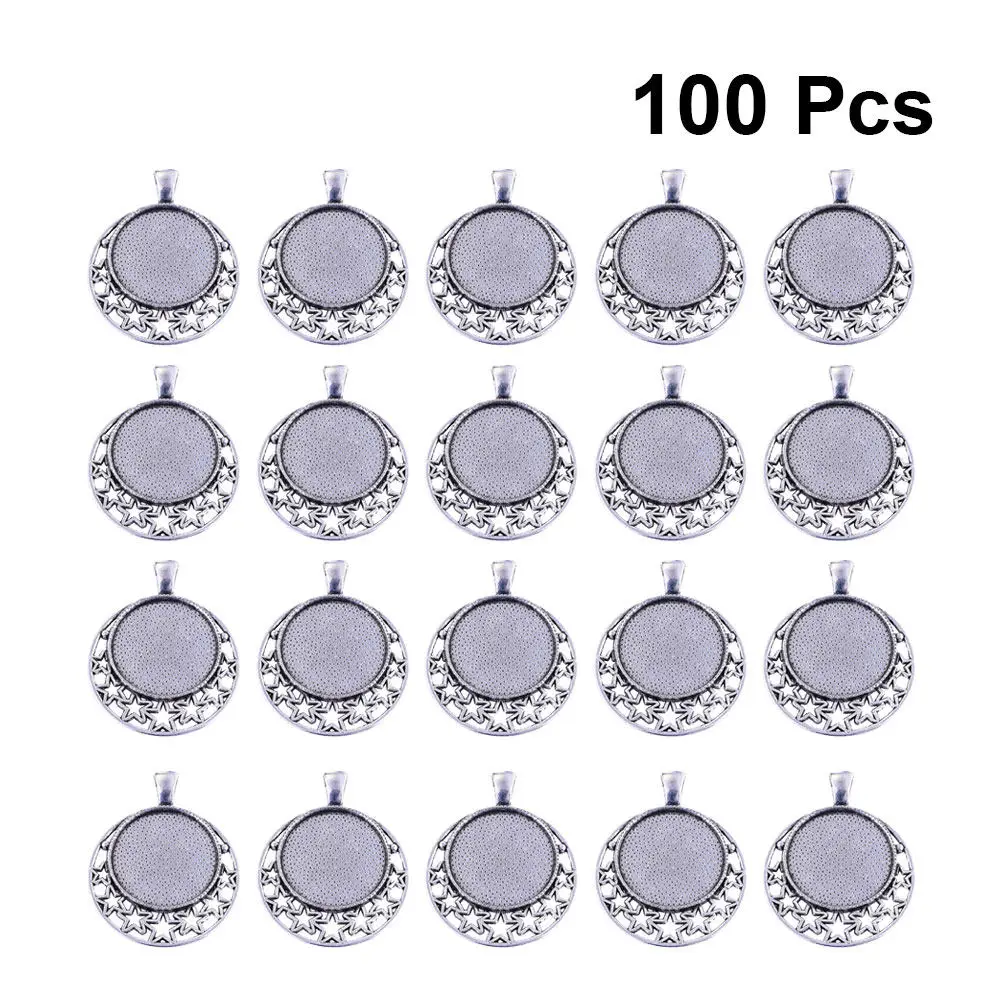 

100Pcs 25Mm Alloy Pendant Charms DIY Jewelry Making Kit Simple Stylish Time Gemstone Design for Necklace Bracelet Dangle Sweater