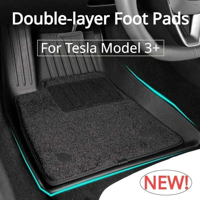 For Tesla Model 3 Highland 2024 Foot Mats Carpet TPE Waterproof Frunk Carpet Velvet Washable Double-layer Pad 6PCS Accessories