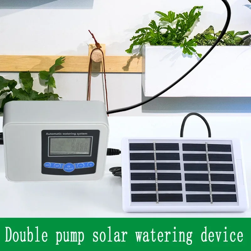 Solar Energy Garden Watering Device Dual-pump Drip Irrigation System Set  Accessories Automatic Use Watering System for Flowers