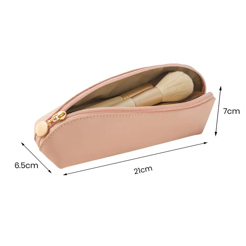 Makeup Brush Bag Cosmetic Bag Portable Faux Leather Makeup Brush Holder Stylish Stationery Pouch with Zipper Closure for Travel