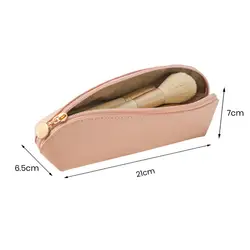 Makeup Brush Bag Cosmetic Bag Portable Faux Leather Makeup Brush Holder Stylish Stationery Pouch with Zipper Closure for Travel