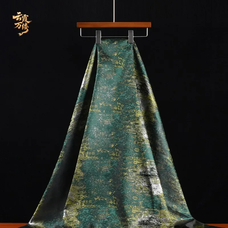 Two-color interplay double-sided gilded jacquard fabric dress cheongsam Han Dynasty clothing designer