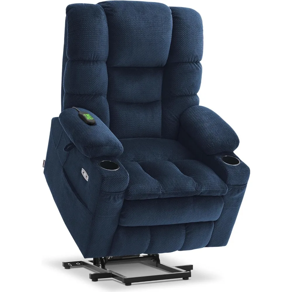 Blue massage chairDual Motor Power Lift Recliner Chair with Massage and Dual Heating, Adjustable Headrest for Big