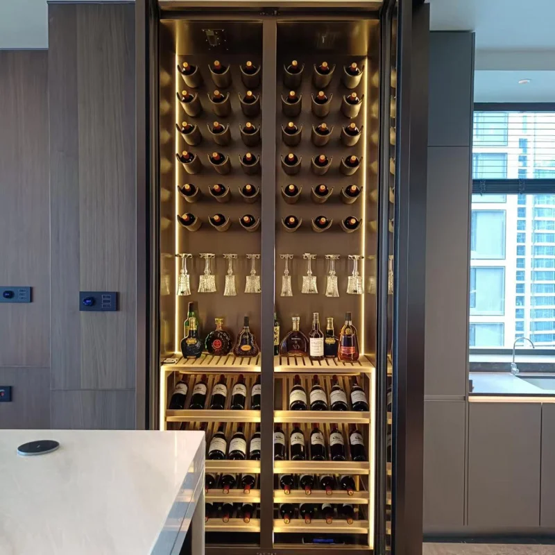 custom.Narrow Border Home-Use Wine Cabinet Wall Mounted Built-In Different Size Customized Oem Design Display Wine Cellar