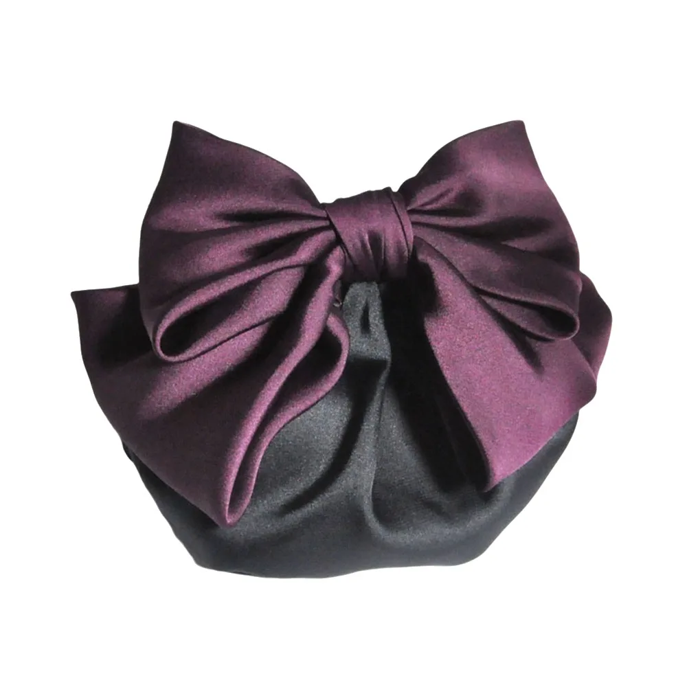 

Vintage Large Bowknot Spring Clip Ribbon Korean Style Bun Snood Spring Clip Head Flower Hair Net Cover Girls