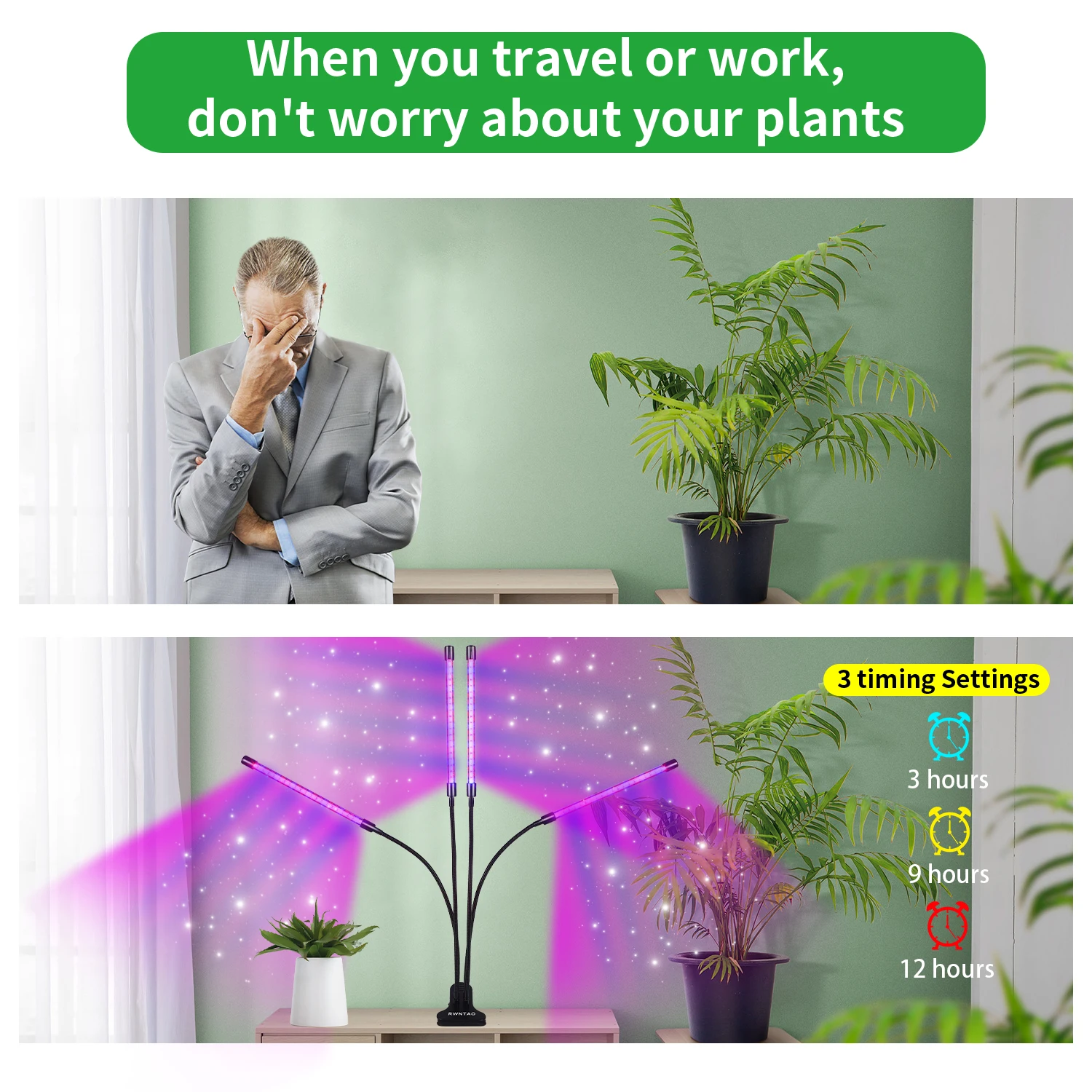 USB-LED-Pflanzenwachstumslicht für den Innenbereich, Garten, 10 dimmbare Stufen, Wachstumslicht, volles Spektrum, Timer-Einstellung, Hydrokultur-Gewächshaus, 3 Stunden/9 Stunden/12 Stunden – Detail 1