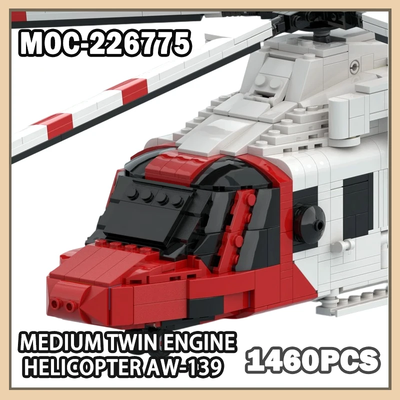 

MOC-226775 Urban Security Series Средний вертолет с двумя двигателями AW-139 Модель строительного блока Набор кирпичей Креативные подарки «сделай сам» 1460 шт.