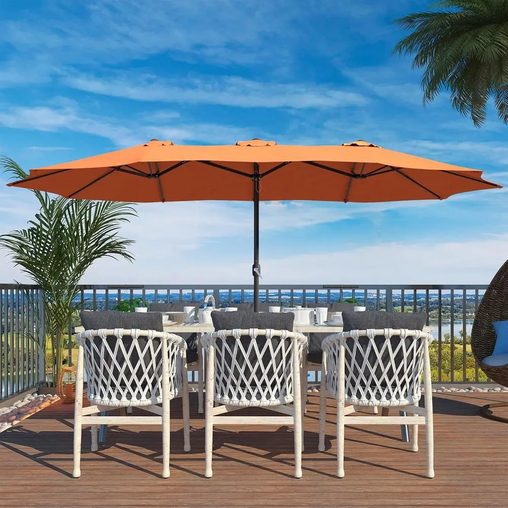 

Extra Large Outdoor Double-Sided Patio Umbrella with Base Included