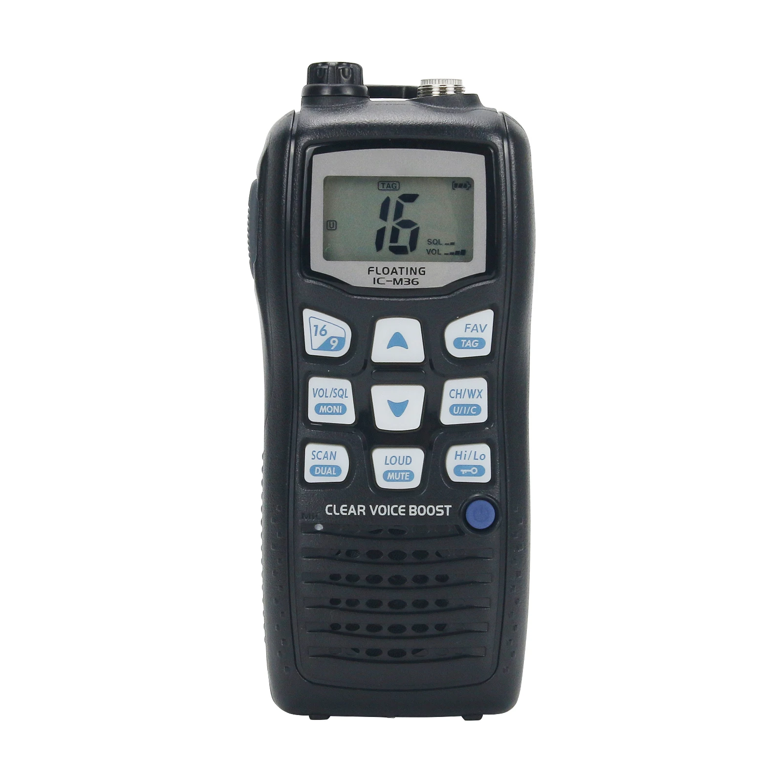 Transceptor marino IC-M36, walkie-talkie flotante IPX7, 6W, 10KM, VHF