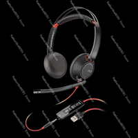 Plantronics POLY Blackwire C5220 USB-A 3.5mm Binaural Headset, Wired P/N: 207576-01 C5200 Series  Upgrade C3220 C3225