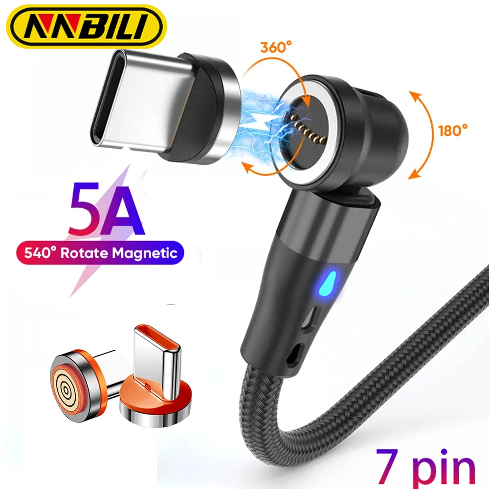 NNBILI 540 Rotate 5A Magnetic Cable Fast Charging Micro USB Type C Cable For iPhone Xiaomi Magnet Charger Wire Cord USB Cable