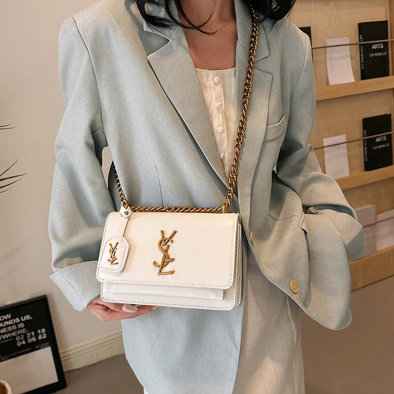 Torba crossbody o dużej pojemności - elegancka torba na ramię z łańcuszkiem, pojemna torebka do pracy, stylowa torebka na telefon dla kobiet