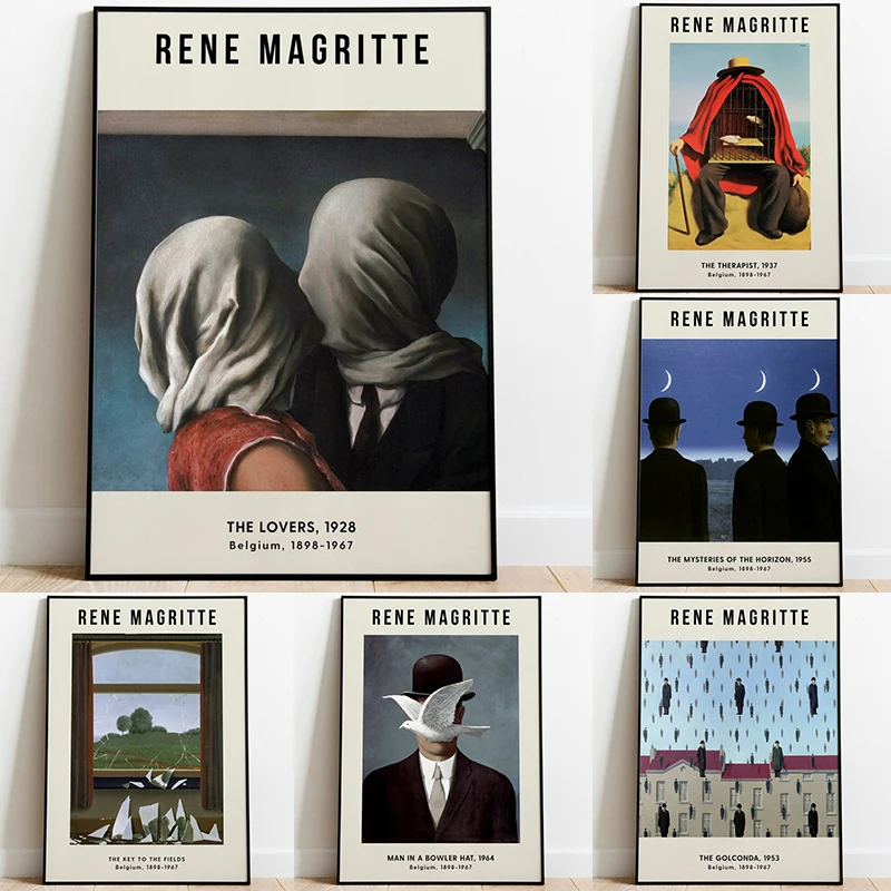 Rene Magritte Therapist Surrealism Modern Wall Art Canvas Painting Nordic Posters and Prints Wall Pictures for Living Room Decor