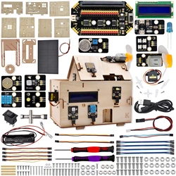 Keyestudio STEM Microbit V2 Smart Home Kit +Solar Panel for BBC Micro:Bit Starter Kit DIY Electronic Kit Python & Makecode