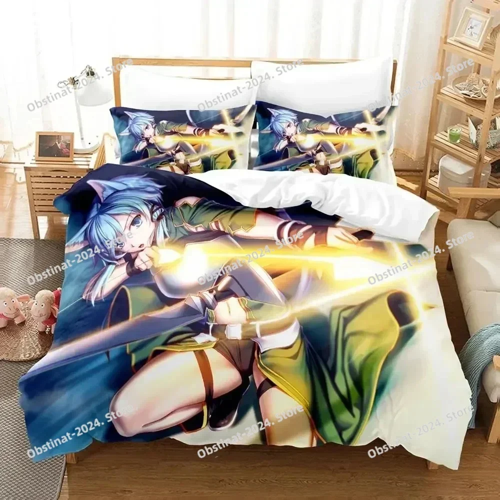 

Anime Asada Shino Sword Art Online Bedding Set Duvet Cover Bed Set Quilt Cover Pillowcase Comforter king Queen Size Boys Adult