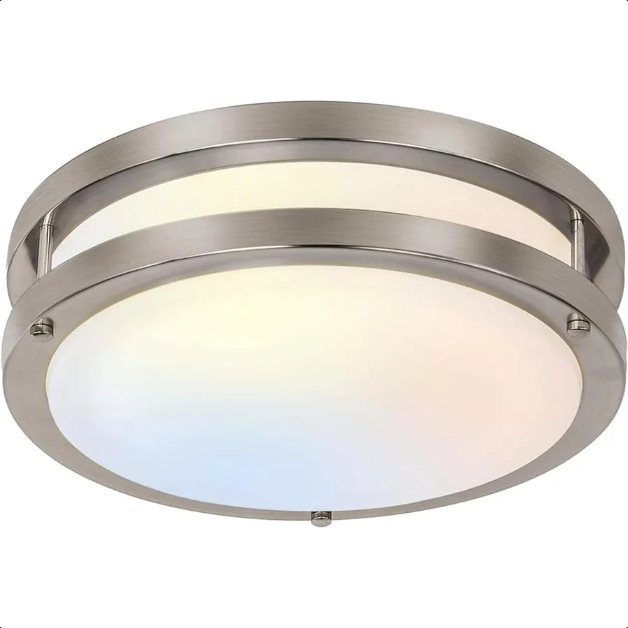 

13 inch Flush Mount LED Ceiling Light Fixture 2700K 3000K 3500K 4000K 5000K Adjustable Ceiling Lights Brushed Nickel Saturn Dim