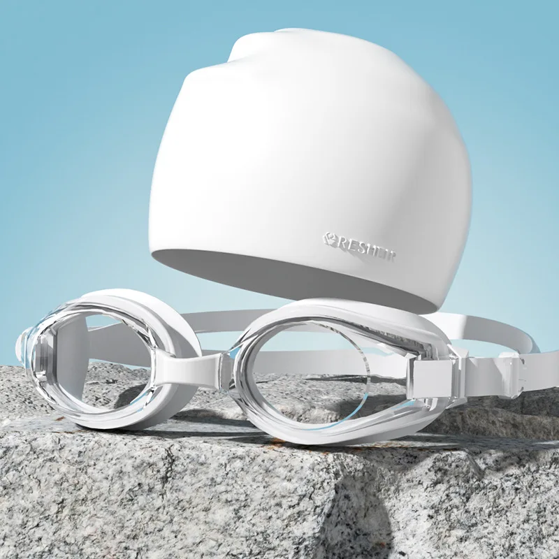 نظارات السباحة قبعة الكبار HD مكافحة الضباب نظارات السباحة مجموعة مقاوم للماء سيليكون نظارات السباحة المضادة للأشعة فوق البنفسجية نظارات السباحة